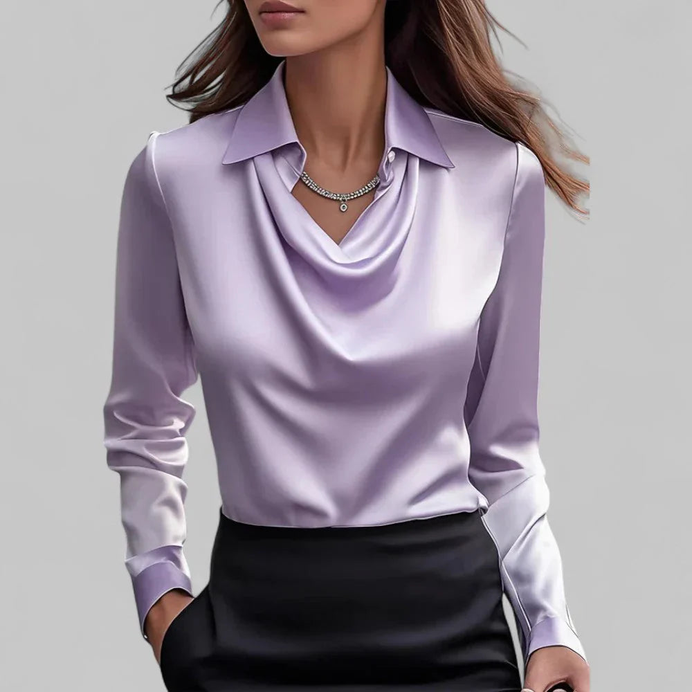 Satin-Look Draped Blouse