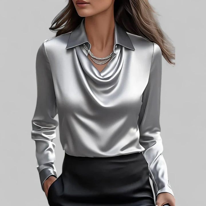 Satin-Look Draped Blouse
