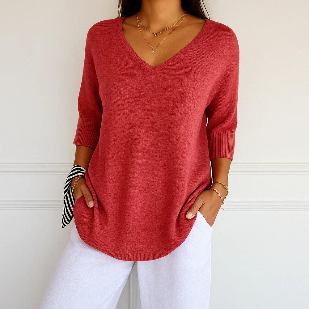 V-Neck Knit Sweater