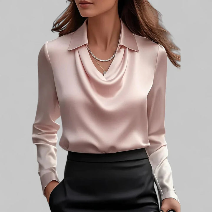Satin-Look Draped Blouse