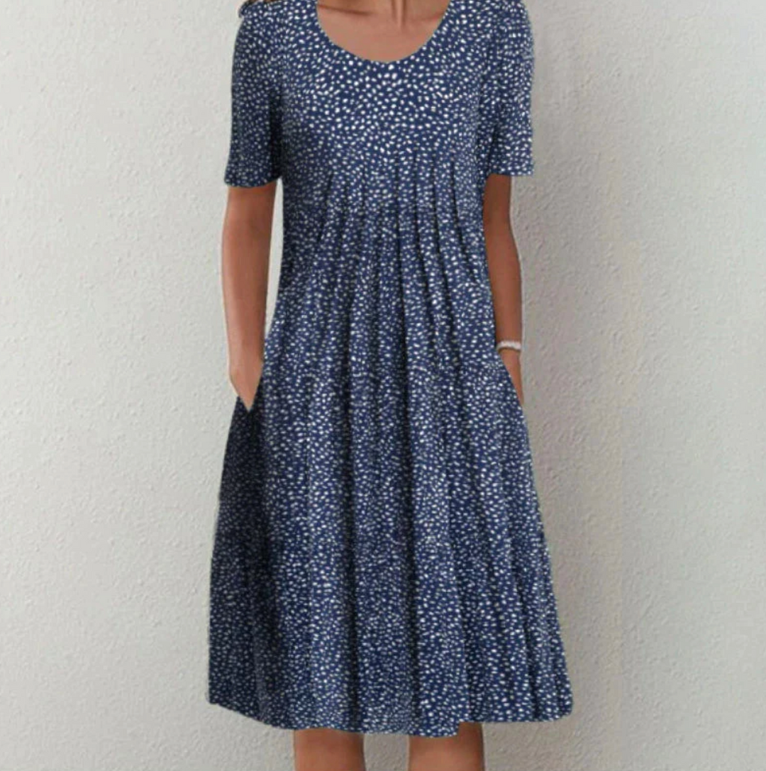 Printed Pleated A-Line Summer Dress