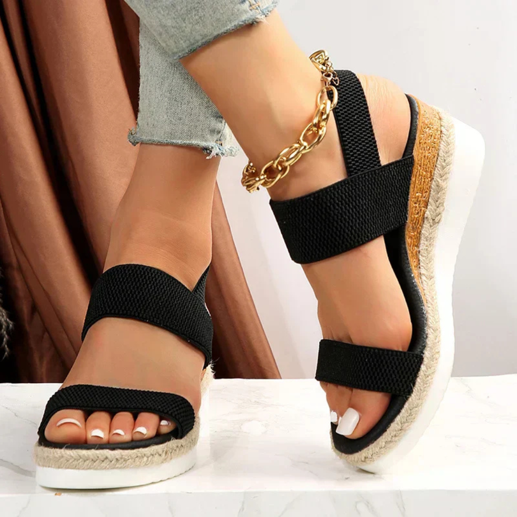 Knit-Look Espadrille Wedge Sandals