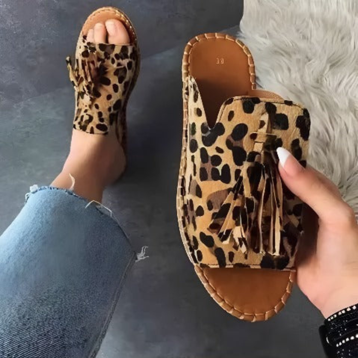 Jute Tassel Espadrille Flat Slide Sandals