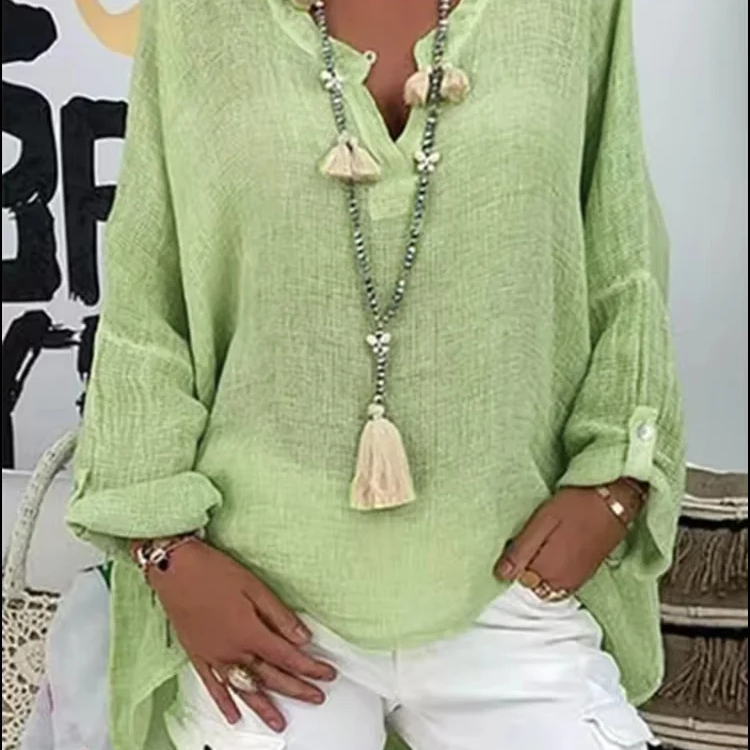 Oversized V-Neck Tie-Front Blouse