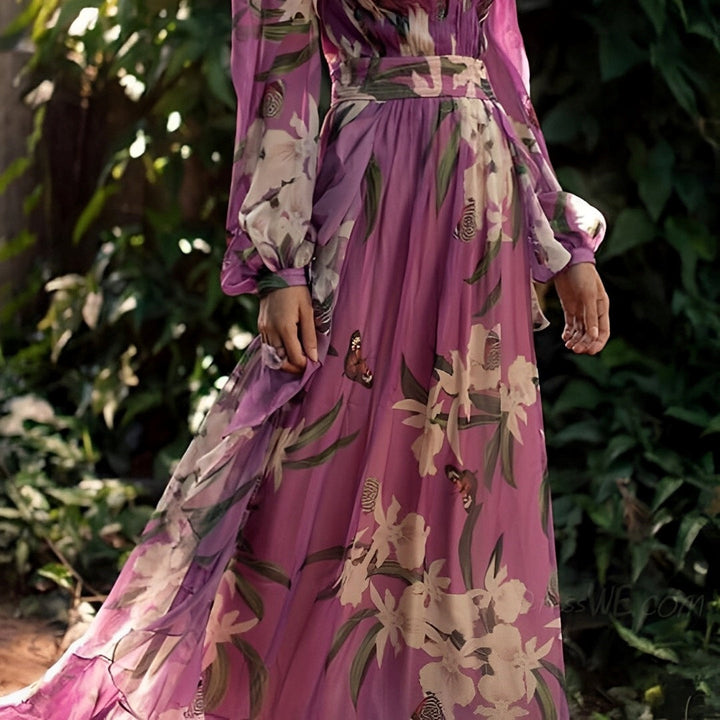 Floral Waist Tie Maxi Dress