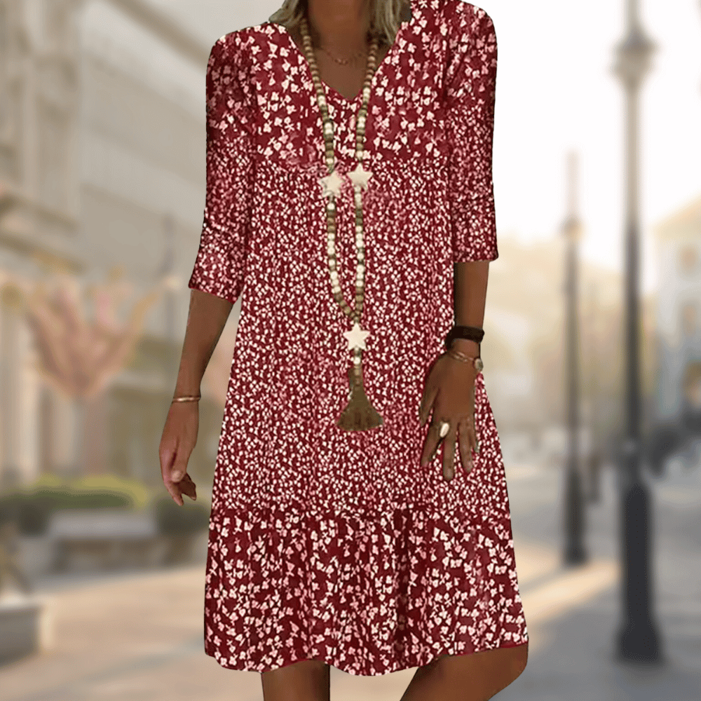 Flowy Floral Print Tiered Summer Dress