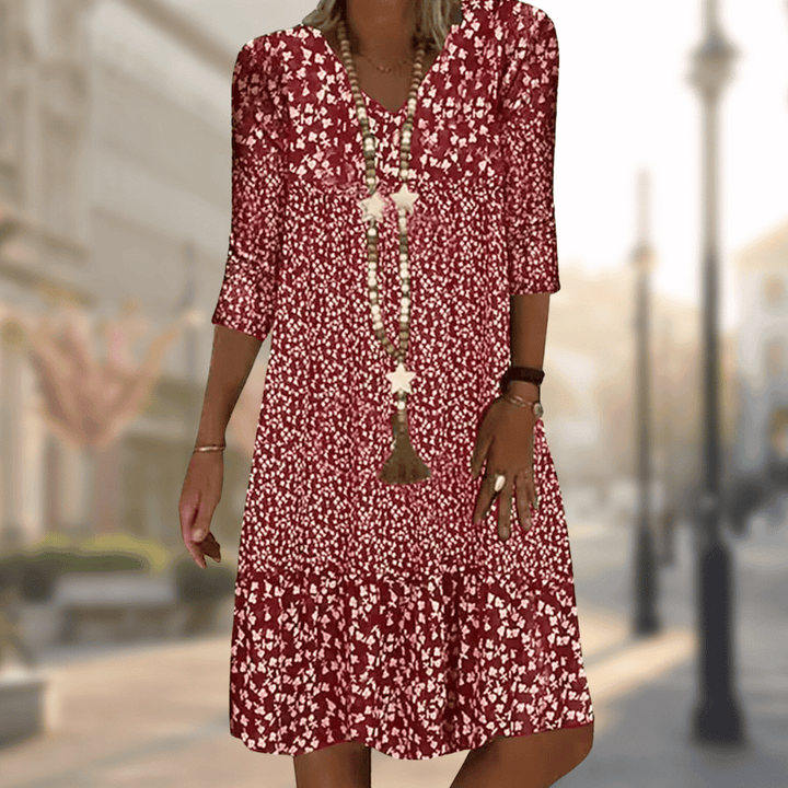 Flowy Floral Print Tiered Summer Dress