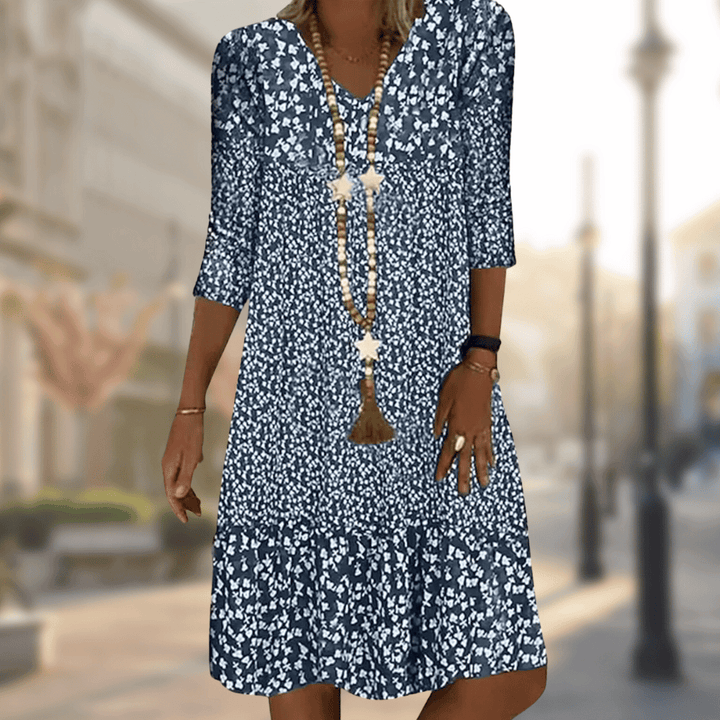 Flowy Floral Print Tiered Summer Dress
