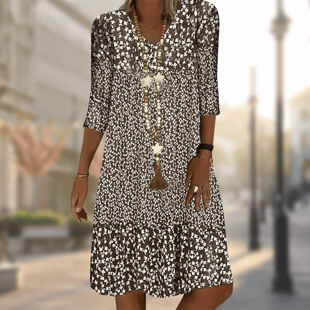 Flowy Floral Print Tiered Summer Dress