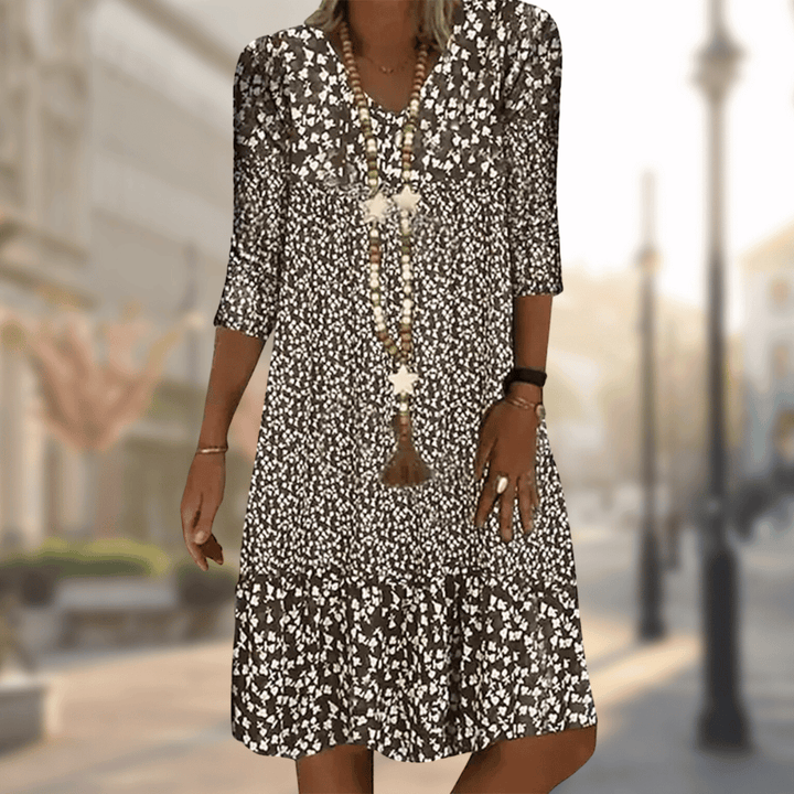 Flowy Floral Print Tiered Summer Dress
