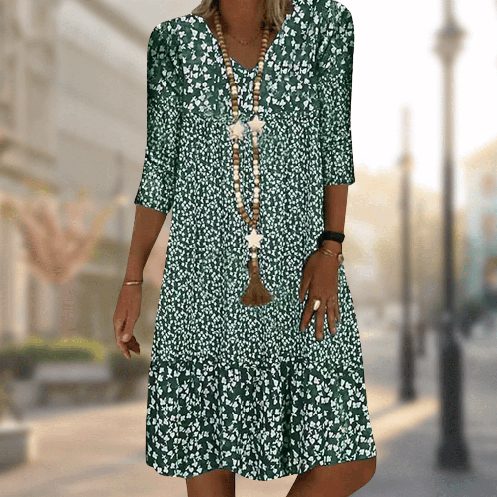 Flowy Floral Print Tiered Summer Dress