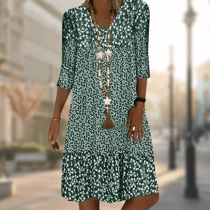 Flowy Floral Print Tiered Summer Dress
