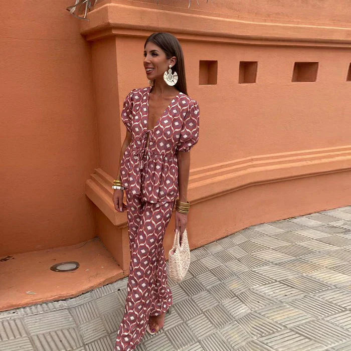 Bold Print Top And Skirt Set