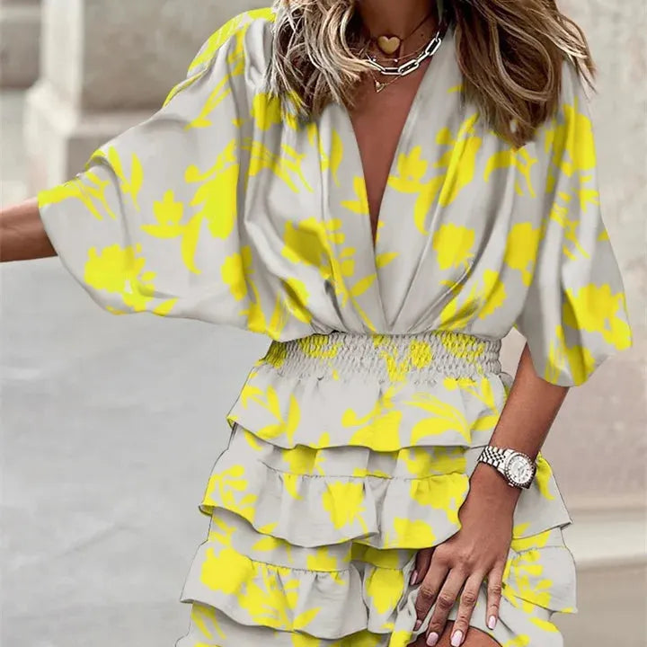 Floral Ruffle Hem Mini Dress