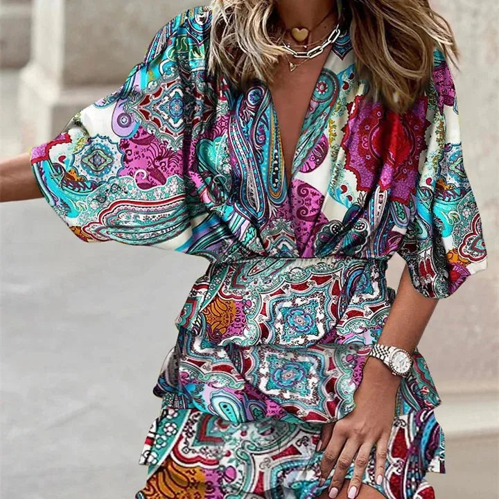 Floral Ruffle Hem Mini Dress
