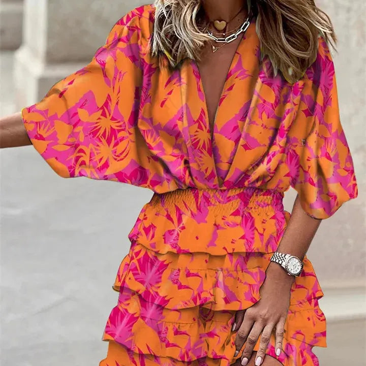 Floral Ruffle Hem Mini Dress