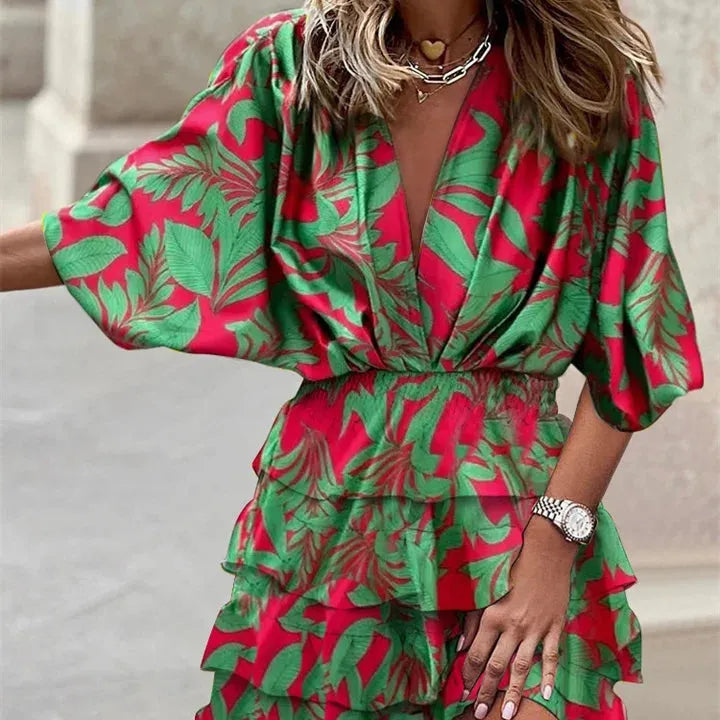 Floral Ruffle Hem Mini Dress
