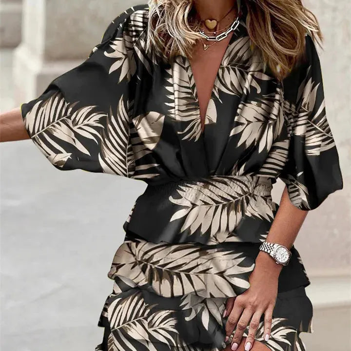Floral Ruffle Hem Mini Dress