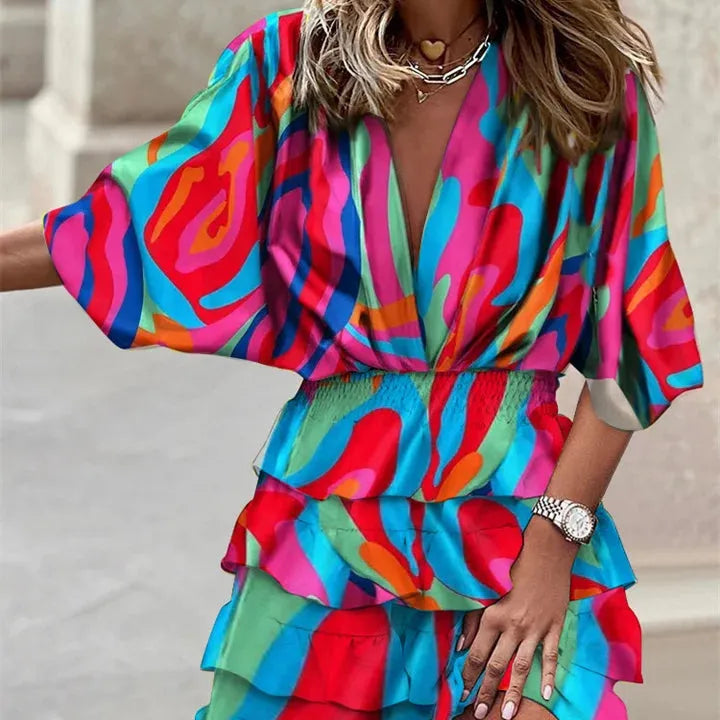 Floral Ruffle Hem Mini Dress