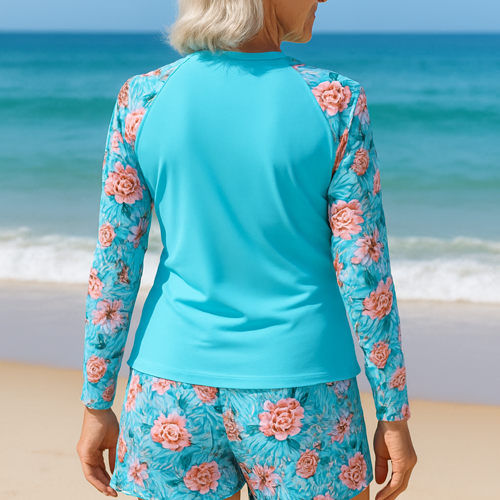 Floral Long Sleeve Rash Vest & Shorts Set