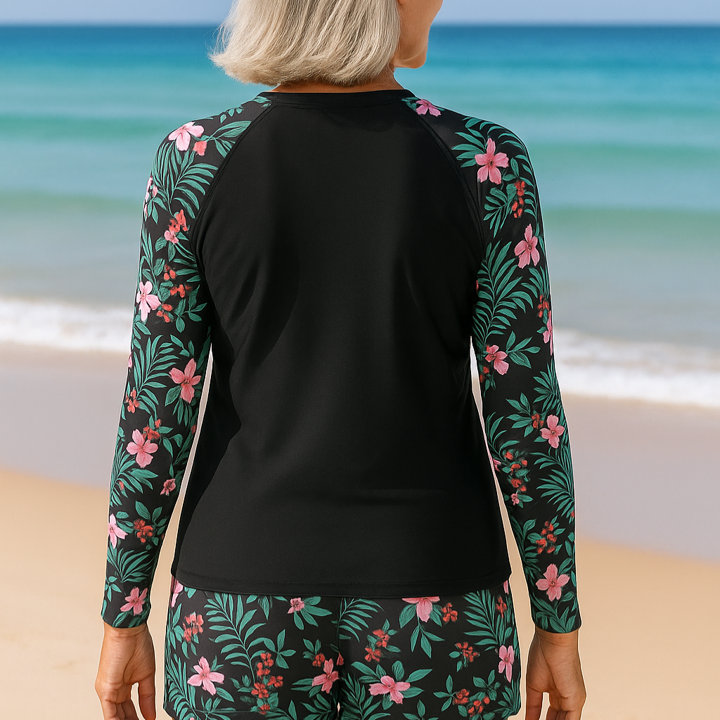 Floral Long Sleeve Rash Vest & Shorts Set