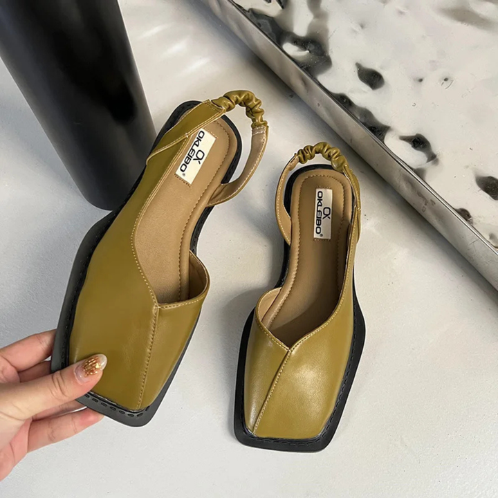 Square-Toe Slingback Flats