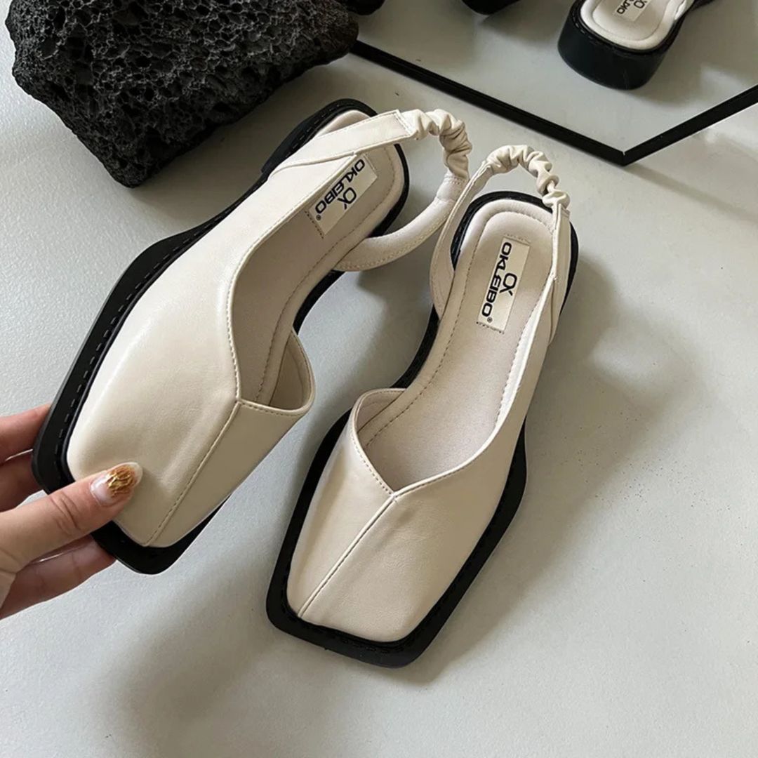 Square-Toe Slingback Flats