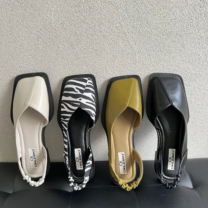 Square-Toe Slingback Flats
