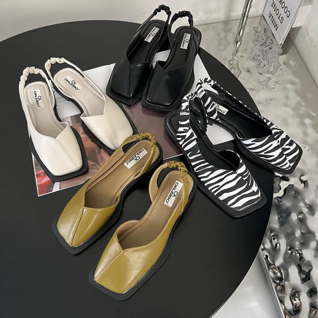 Square-Toe Slingback Flats