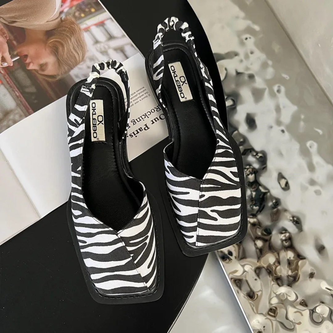 Square-Toe Slingback Flats