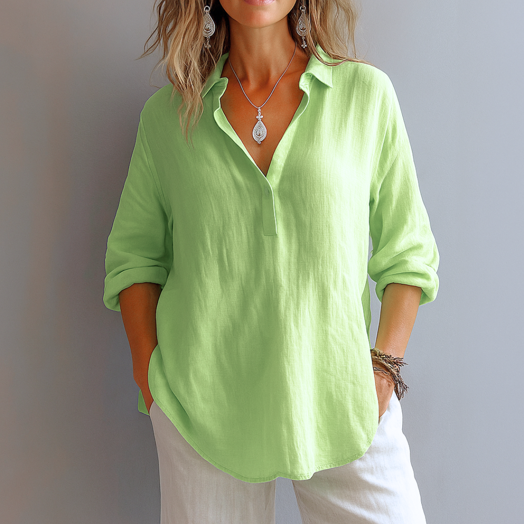 Oversized V-Neck Relaxed Blouse