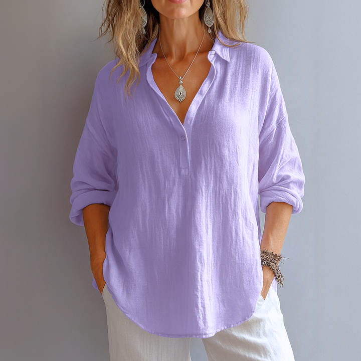 Oversized V-Neck Relaxed Blouse