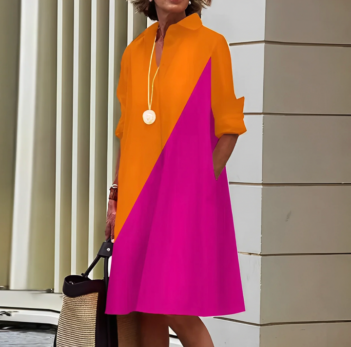 Satin-Look Long Sleeve A-Line Midi Dress