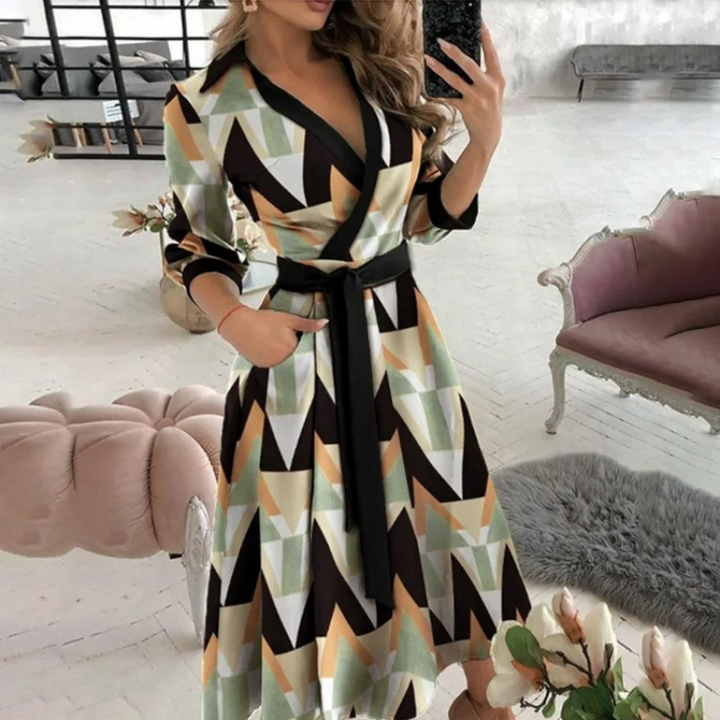 Long Sleeve Shirt Dress with Waist Tie