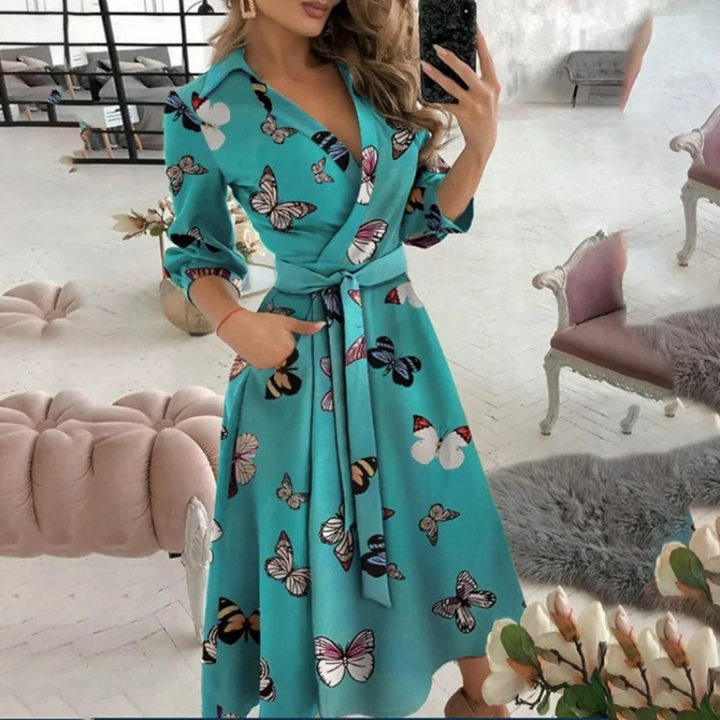 Long Sleeve Shirt Dress with Waist Tie