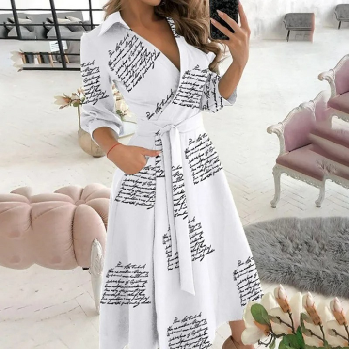 Long Sleeve Shirt Dress with Waist Tie