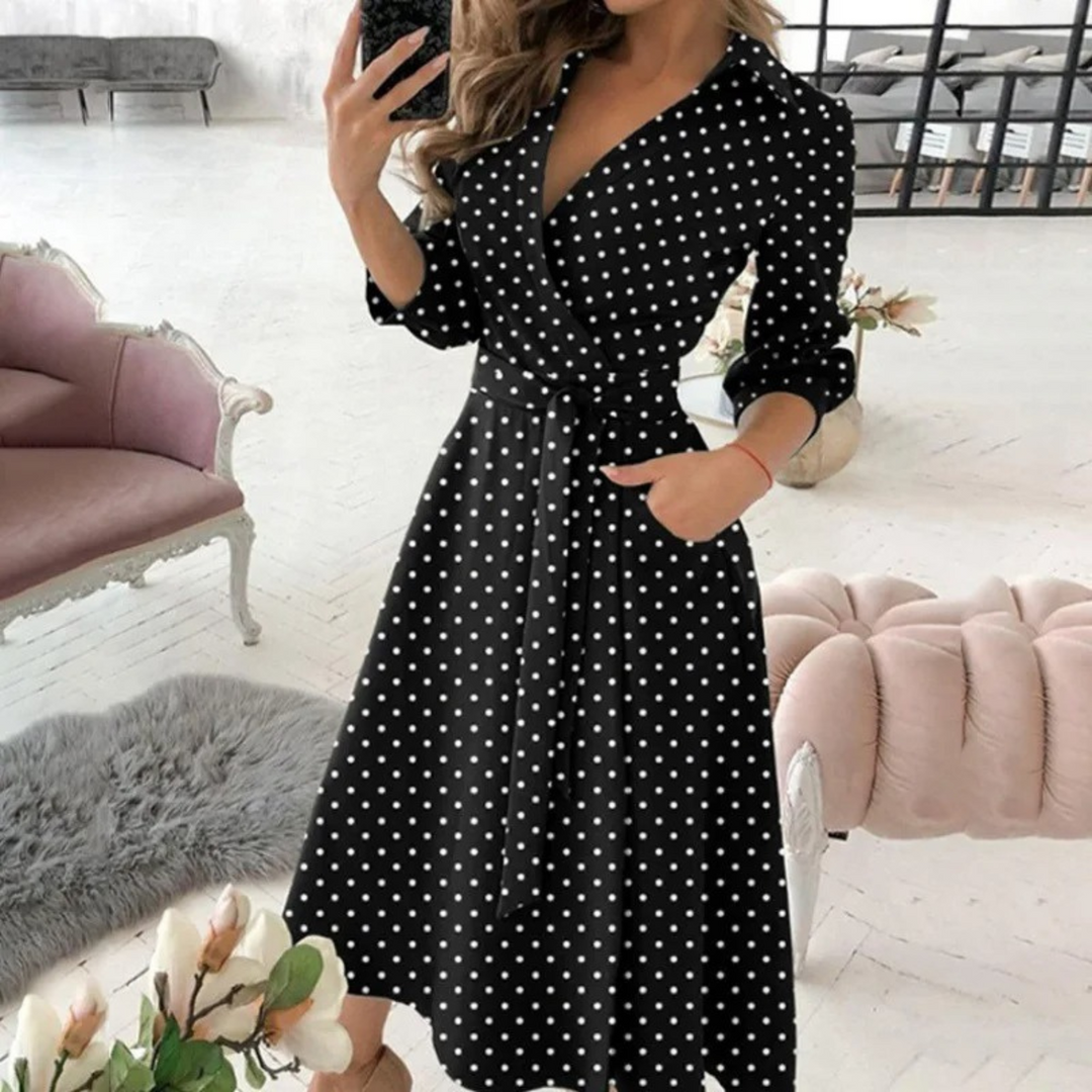 Long Sleeve Shirt Dress with Waist Tie