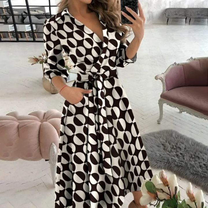 Long Sleeve Shirt Dress with Waist Tie