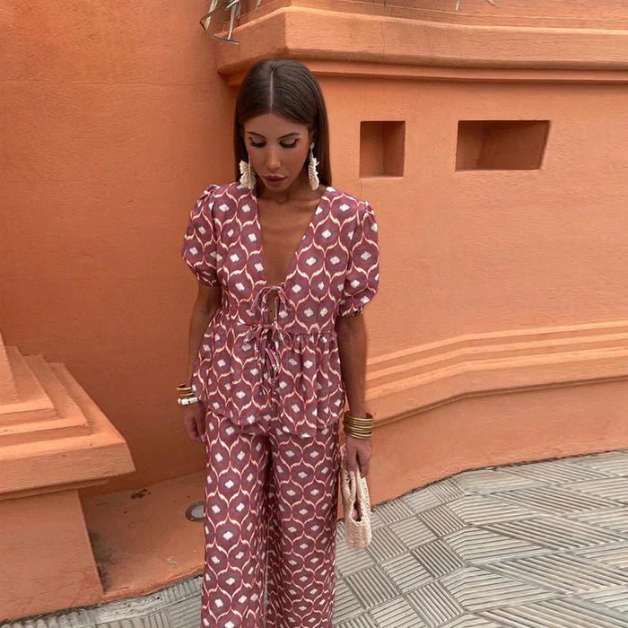 Bold Print Top And Skirt Set