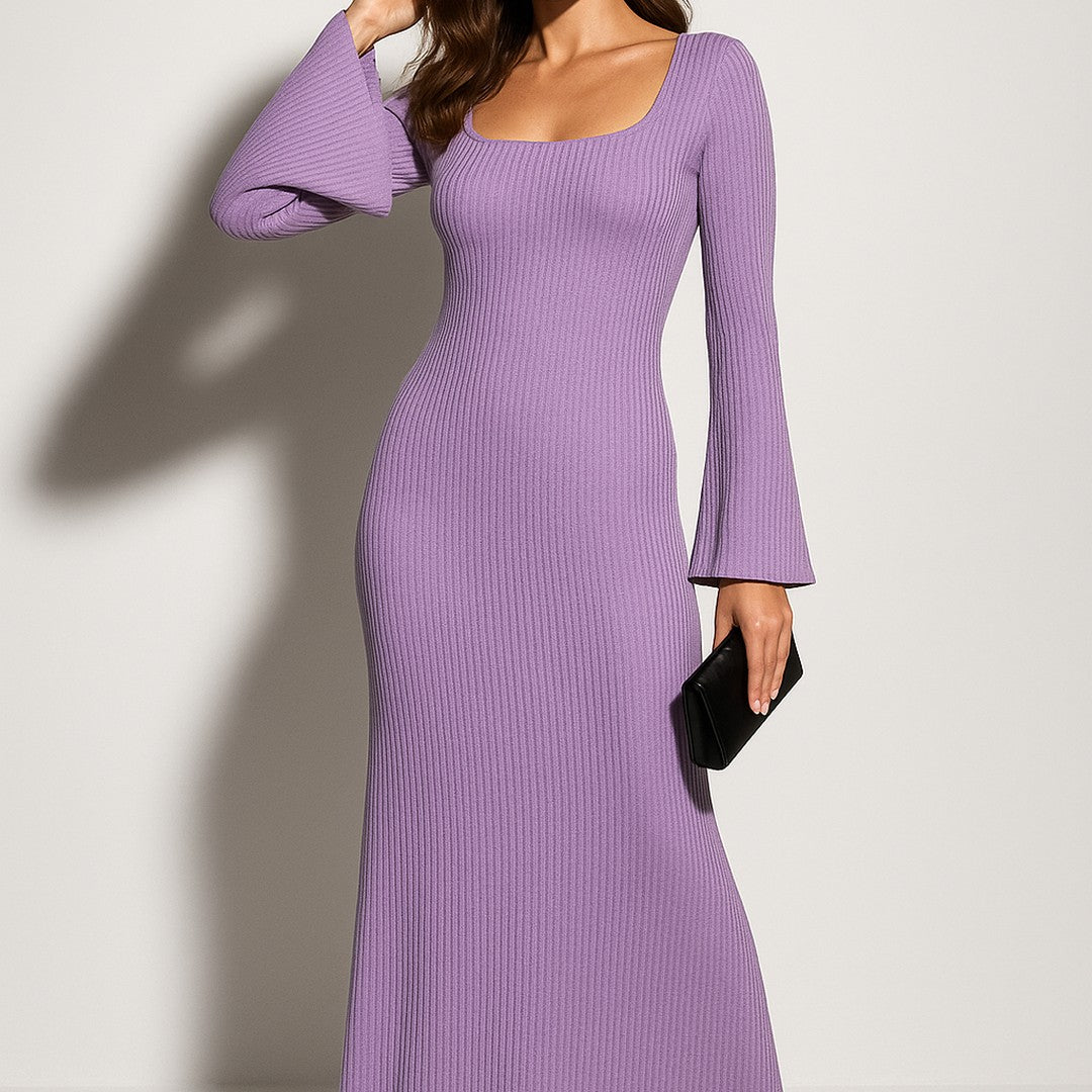 Women's Ribbed Knit Maxi Dress for Day to Evening