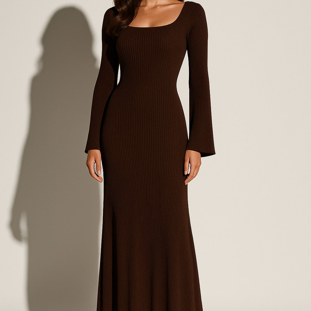 Women's Ribbed Knit Maxi Dress for Day to Evening