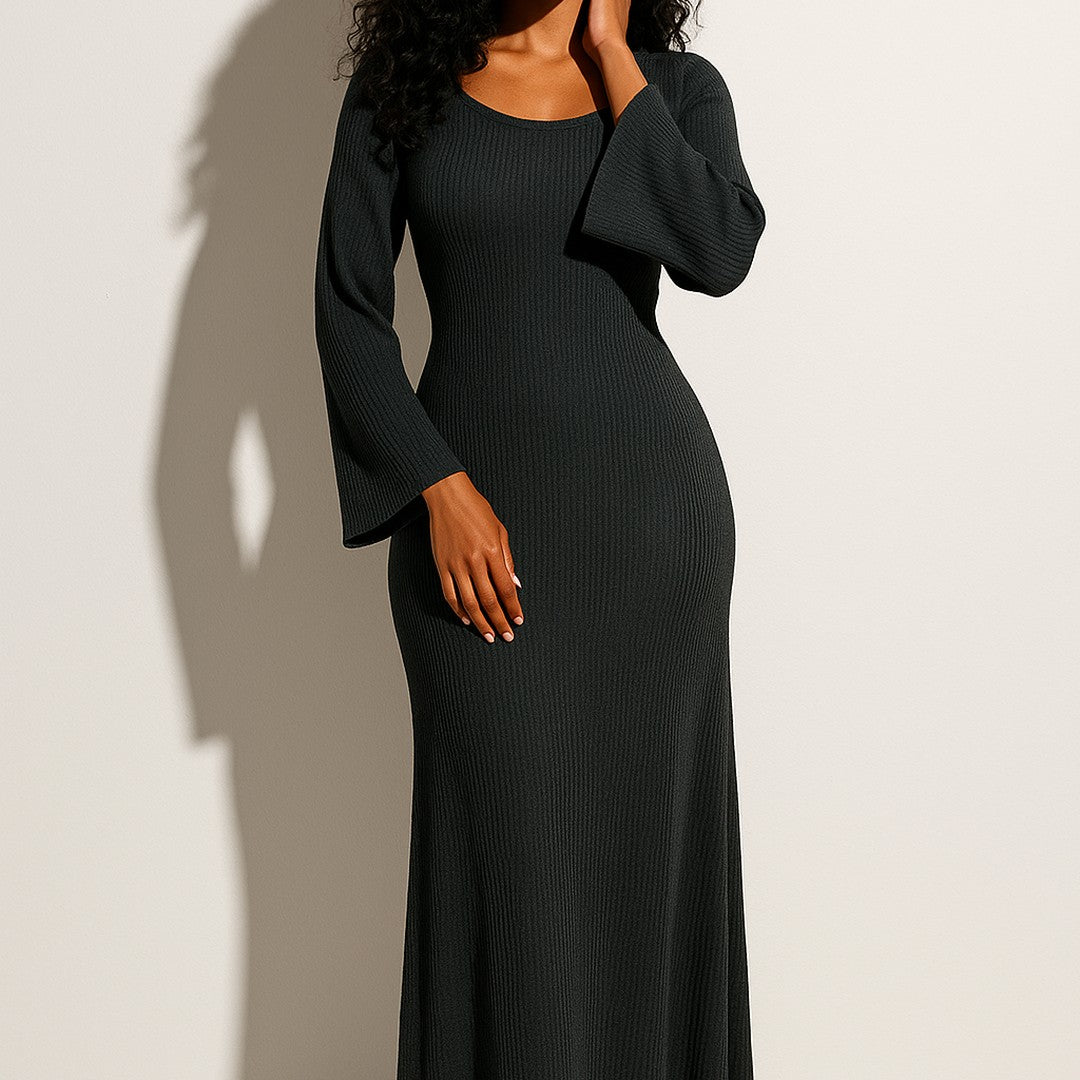 Women's Ribbed Knit Maxi Dress for Day to Evening