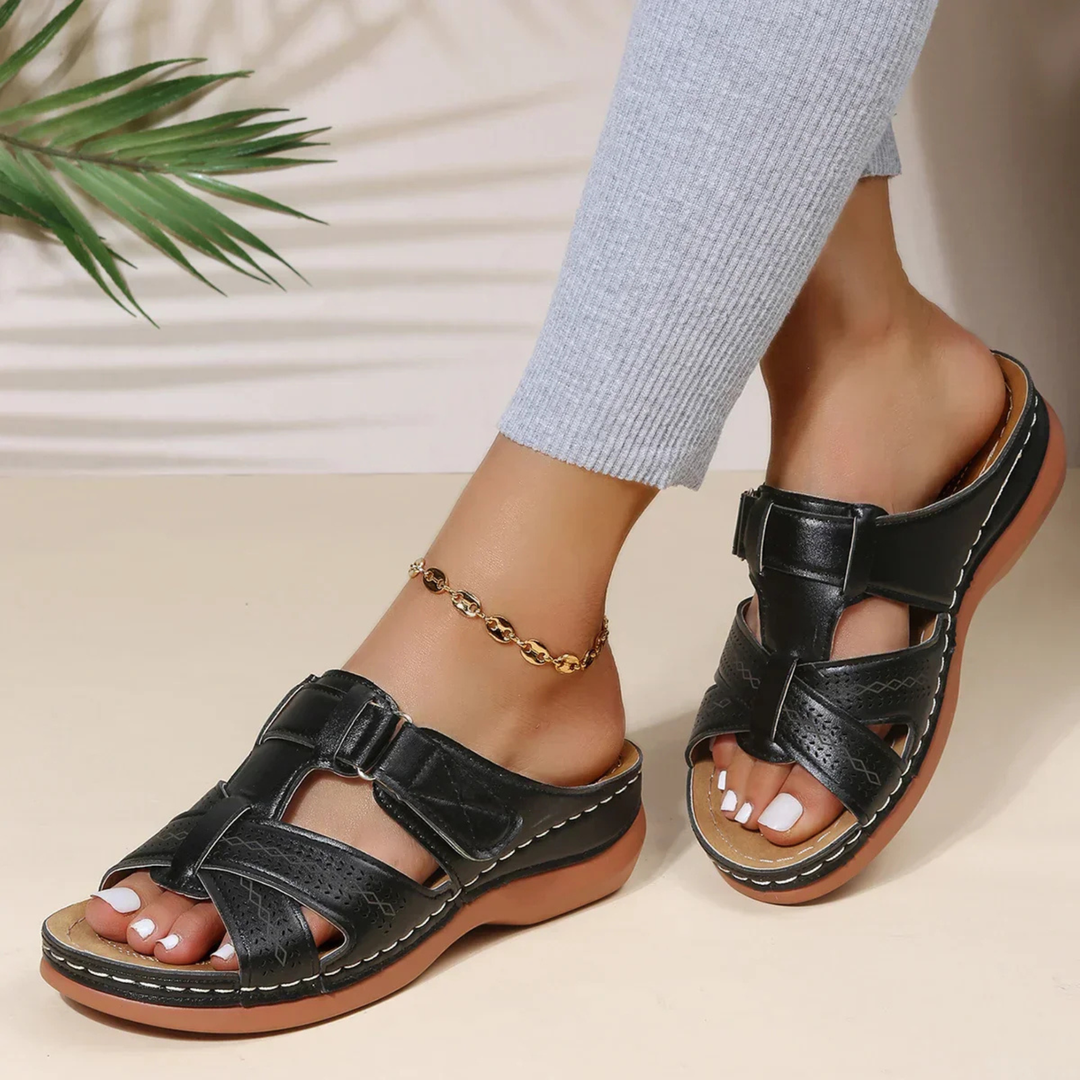 Cut-Out Wedge Slide Sandals