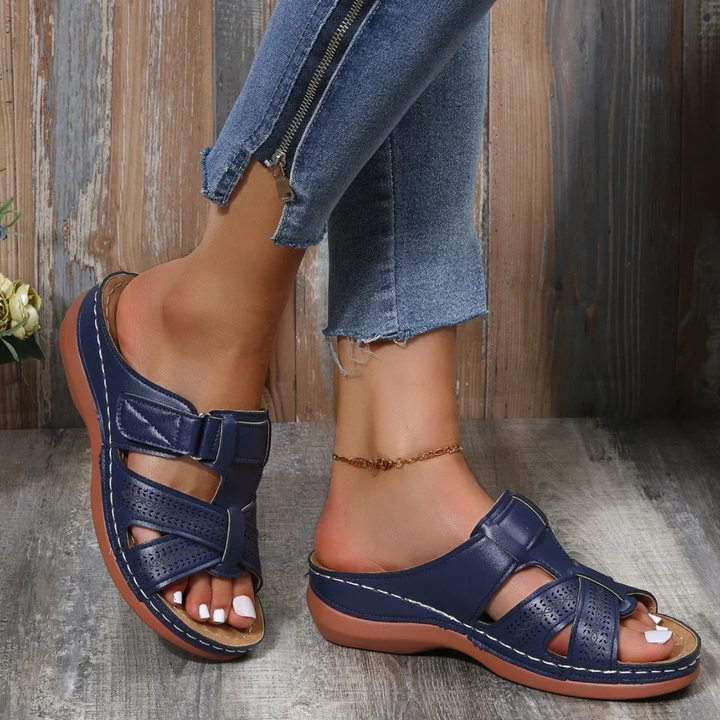 Cut-Out Wedge Slide Sandals
