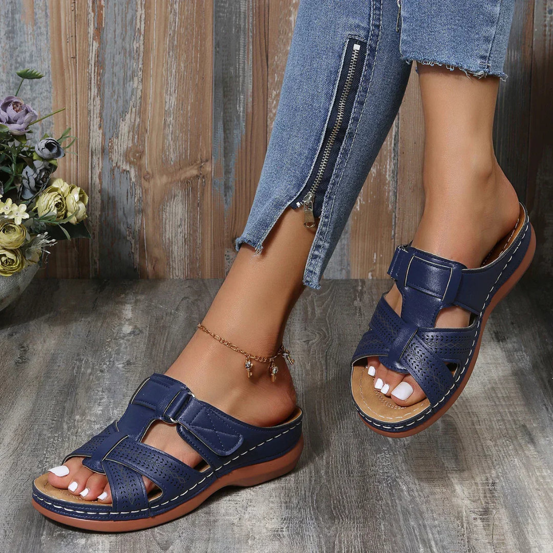 Cut-Out Wedge Slide Sandals
