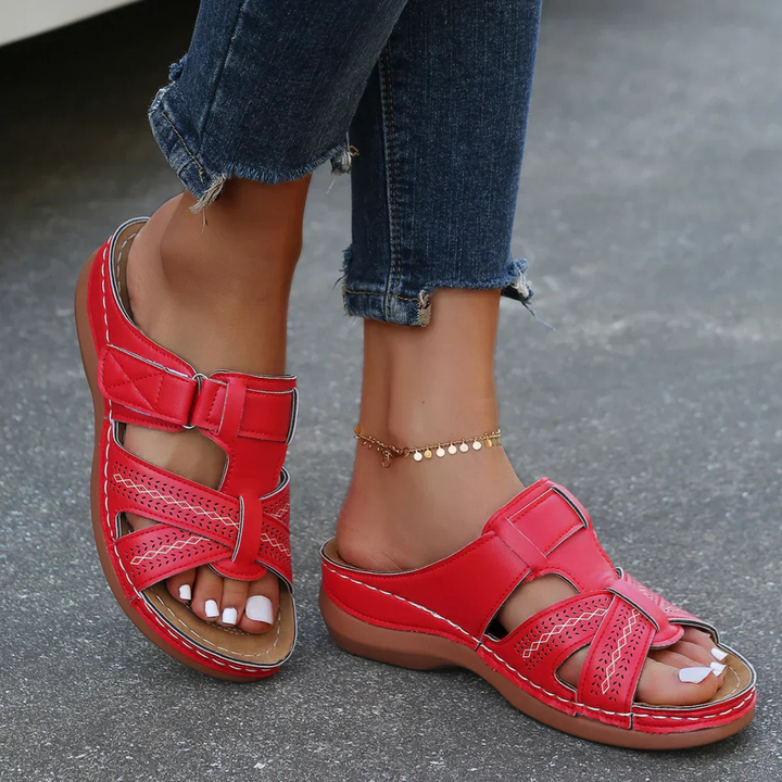Cut-Out Wedge Slide Sandals