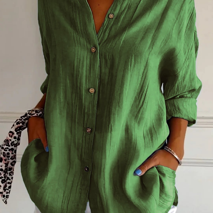 Gauze-Look Oversized Button-Down Shirt
