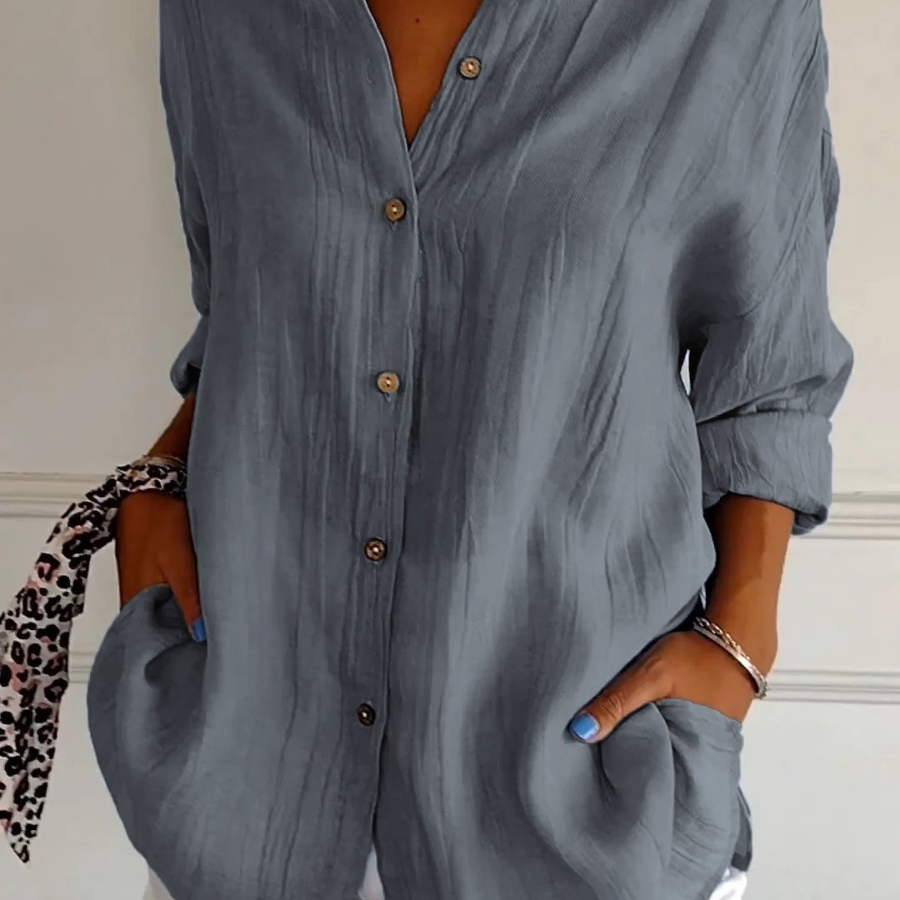 Gauze-Look Oversized Button-Down Shirt