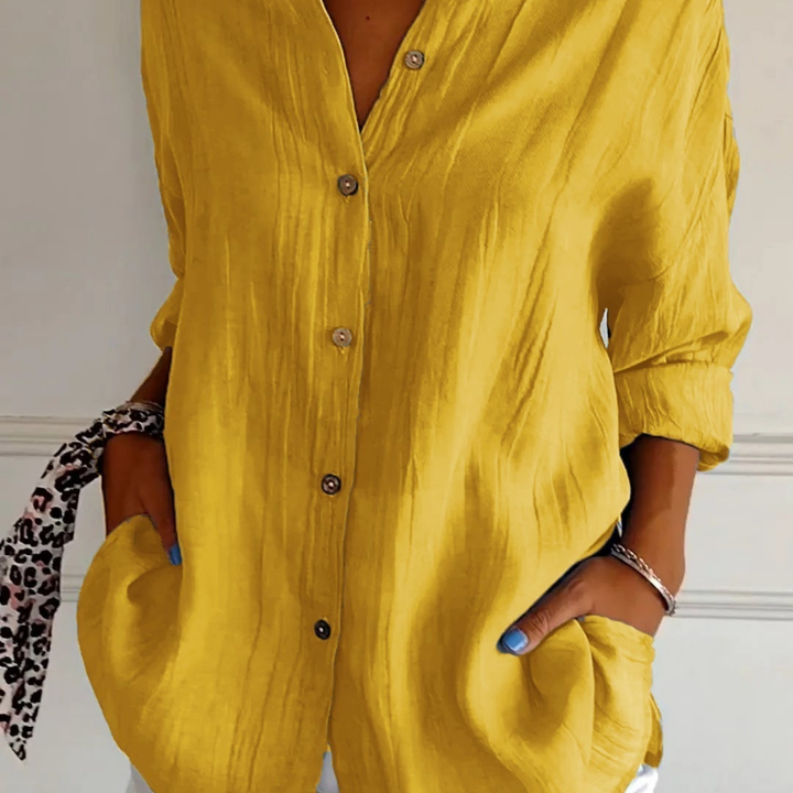 Gauze-Look Oversized Button-Down Shirt
