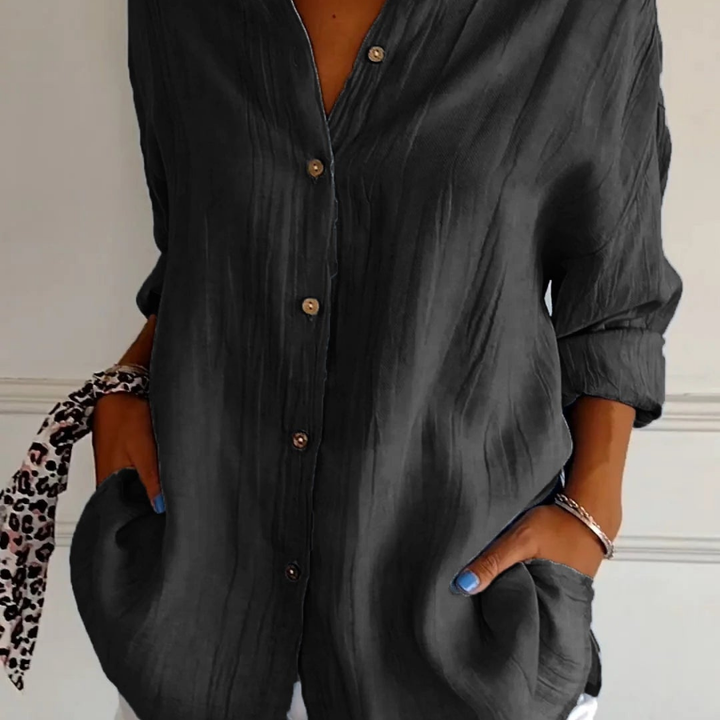 Gauze-Look Oversized Button-Down Shirt